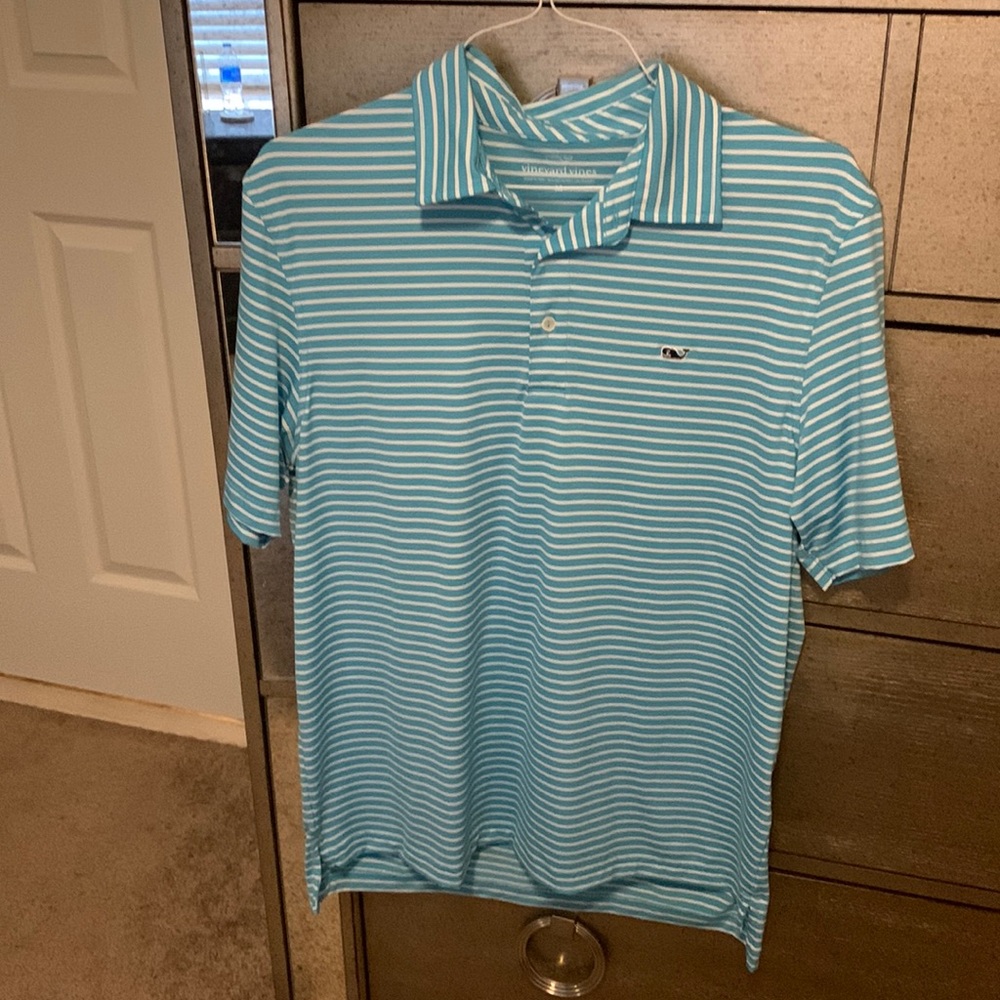 Baby Blue Striped Medium Vineyard Vines Golf Polo - Never Worn